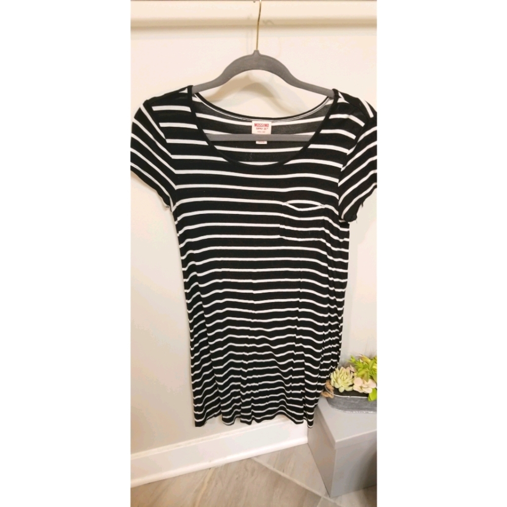 Black and white striped dress